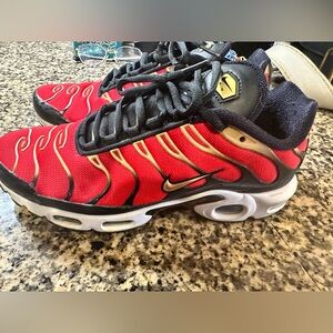 Nike Womans Red and Gold Flame Sneakers